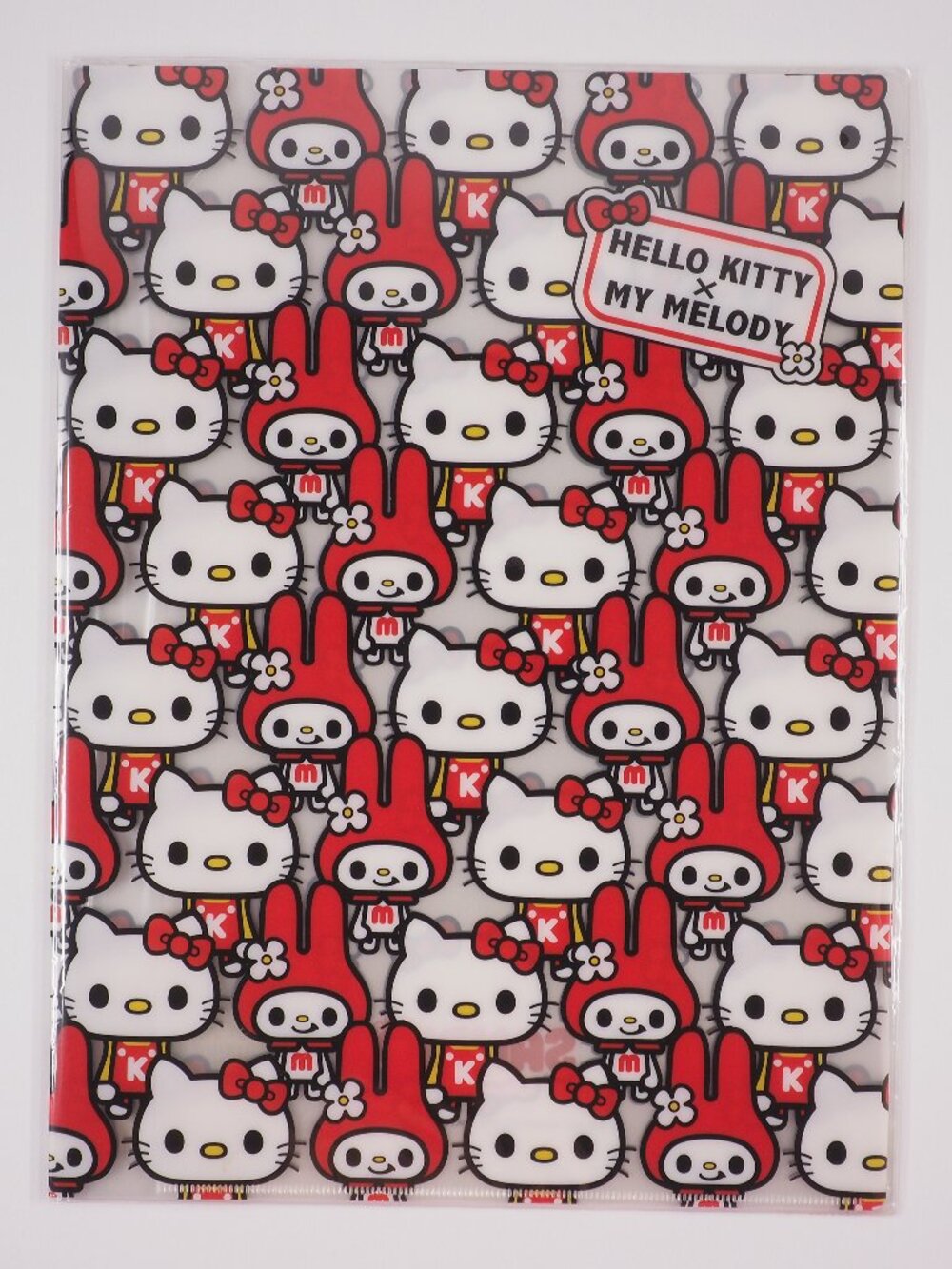 Sanrio Japan Hello Kitty Vintage Clearfile Clear File Kitty x My Melody open fol